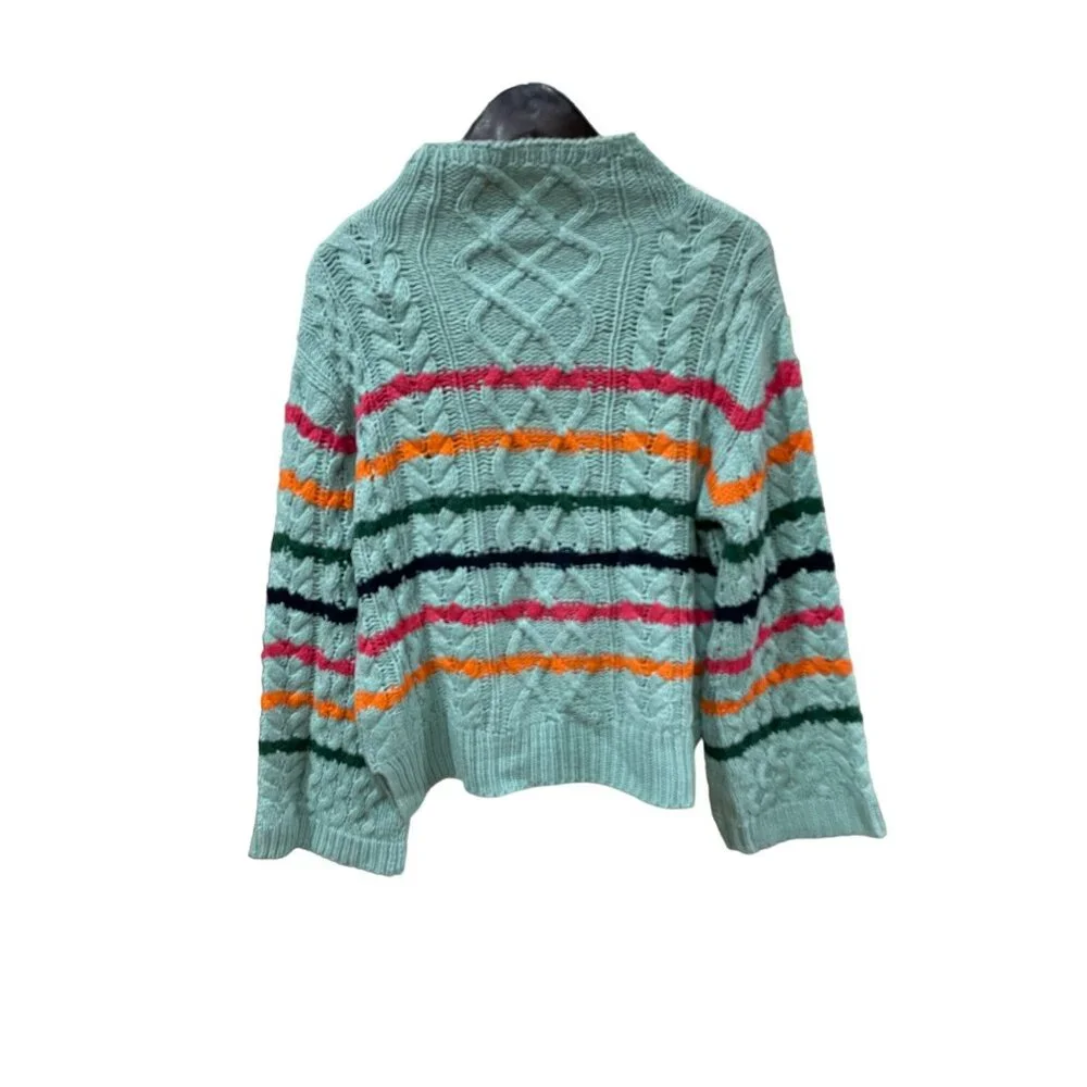 John + Jenn Ladies Mint Striped Sweater Size S